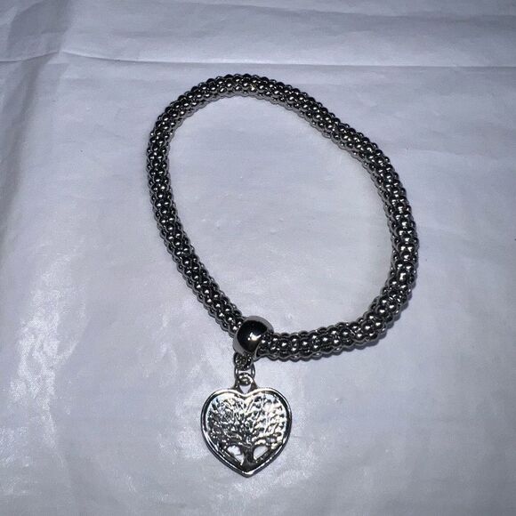 Tree of Life Silver Tone Beaded Stretch Bracelet - Picture 2 of 10